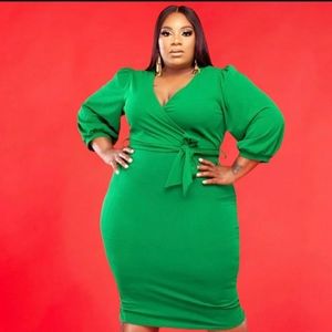NWOT Green Lantern Sleeve Wrap Dress Plus XL